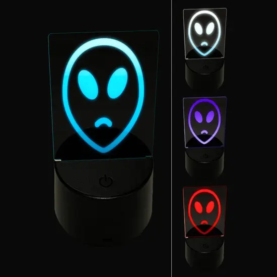 Sad Alien Emoticon 3D Illusion LED Night Light Sign Nightstand Desk Lamp {1}