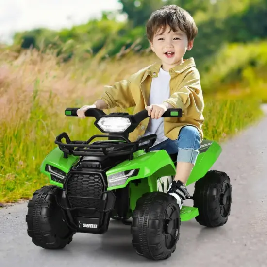 Multi-Functional 6V Kids Electric Ride On Car with LED Head Light and Charging Hole Black {8}