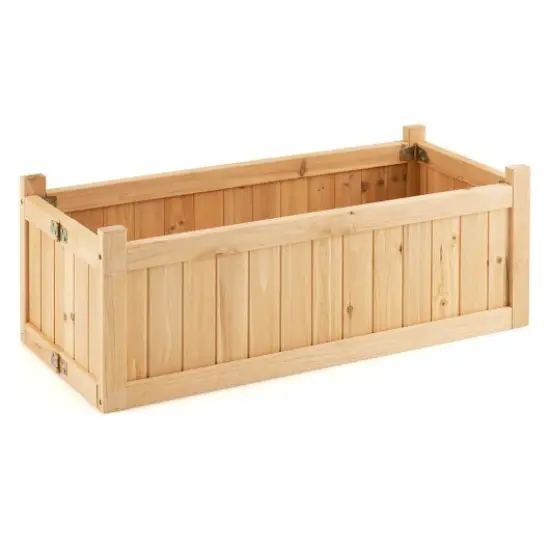 Folding Wooden Raised Garden Bed with Removable Bottom for Herbs Fruits Flowers {1}