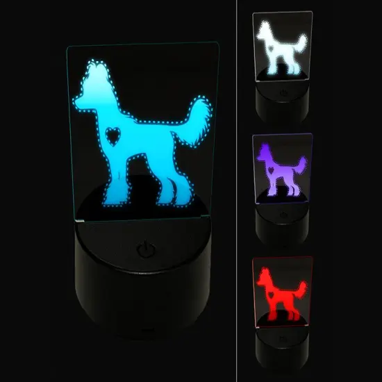 Chinese Crested Dog with Heart 3D Illusion LED Night Light Sign Nightstand Desk Lamp {1}