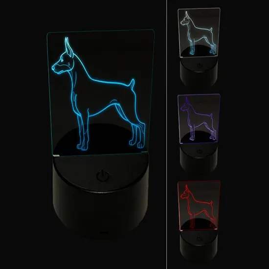 Courageous Doberman Pinscher Pet Dog 3D Illusion LED Night Light Sign Nightstand Desk Lamp {1}