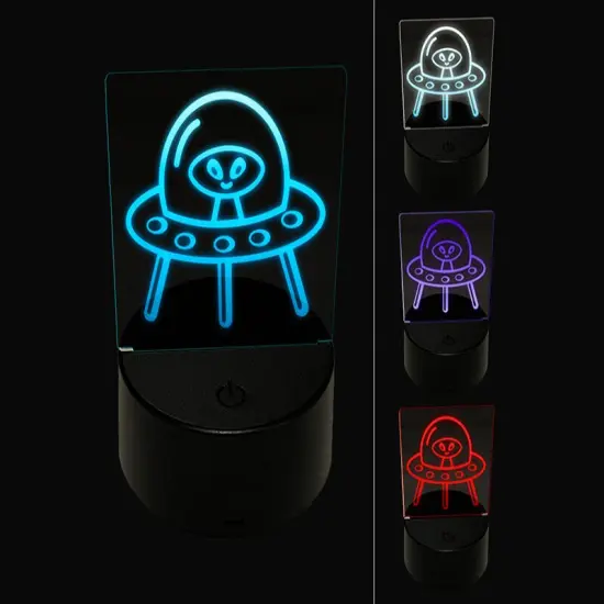 Alien Space Ship UFO 3D Illusion LED Night Light Sign Nightstand Desk Lamp {1}