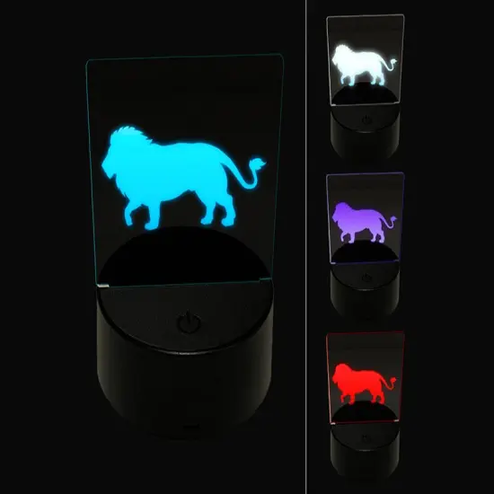 Lion Solid 3D Illusion LED Night Light Sign Nightstand Desk Lamp {1}