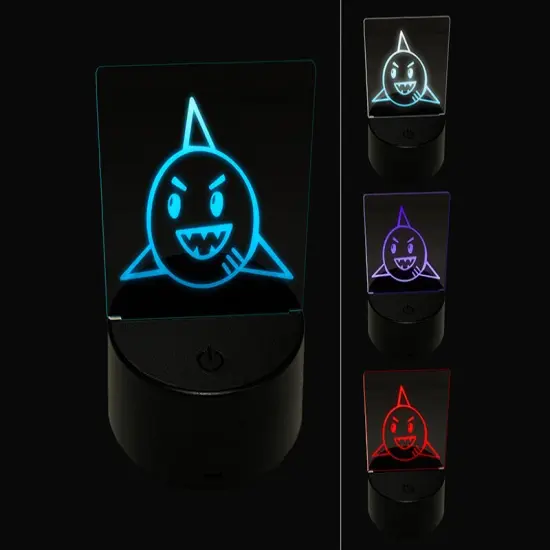 Shark Face Doodle 3D Illusion LED Night Light Sign Nightstand Desk Lamp {1}