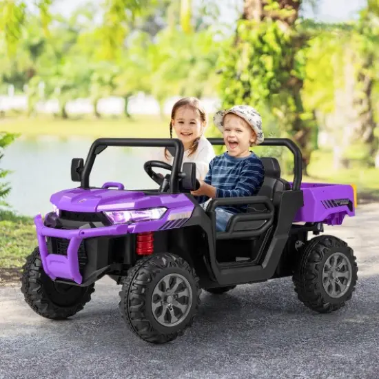 12V Kids Ride On Truck Car with Remote Control and 2 Seaters {2}