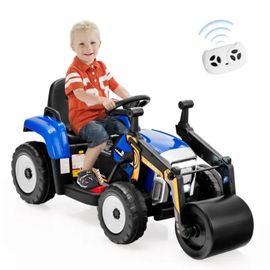 Kids Ride-On Road Roller with Manual and Parental Control Blue {4}