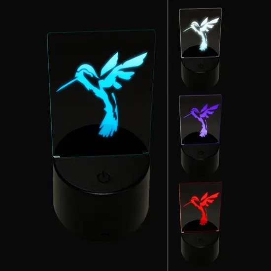 Hummingbird Sketch 3D Illusion LED Night Light Sign Nightstand Desk Lamp {1}