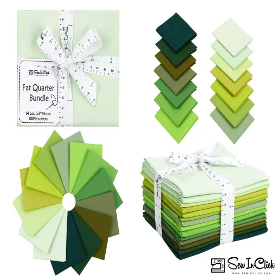 Fat Quarter Bundle -100% Cotton | Pure Solids | Shades of Emerald Greens l Mix Colors | Quilting & Crafting Soft Fabric |Special Gift Bundle {2}