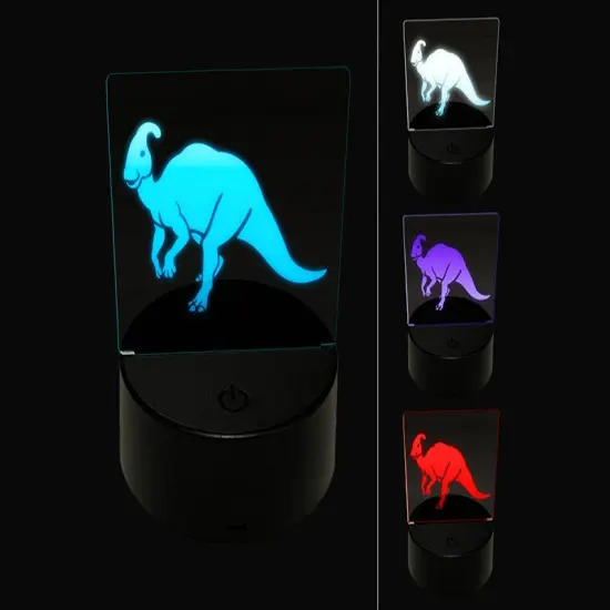 Parasaurolophus Dinosaur 3D Illusion LED Night Light Sign Nightstand Desk Lamp {1}