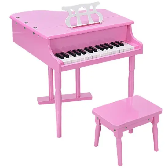 MDF and Birch Kids Classical Piano with Bench, Music Stand and Safe Design Pink {3}