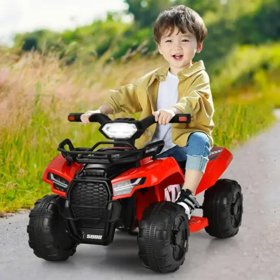 Multi-Functional 6V Kids Electric Ride On Car with LED Head Light and Charging Hole Red {4}