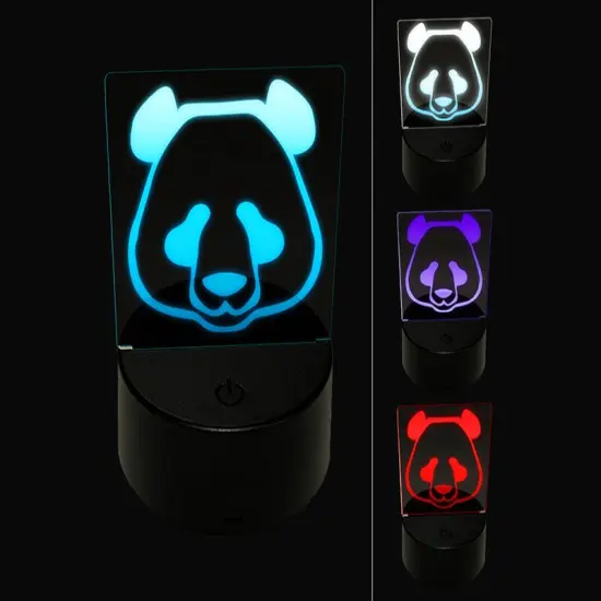Panda Face Icon 3D Illusion LED Night Light Sign Nightstand Desk Lamp {1}