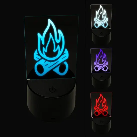 Campfire Cartoon 3D Illusion LED Night Light Sign Nightstand Desk Lamp {1}
