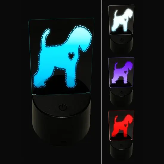 Soft Coated Wheaten Terrier Dog with Heart 3D Illusion LED Night Light Sign Nightstand Desk Lamp {1}