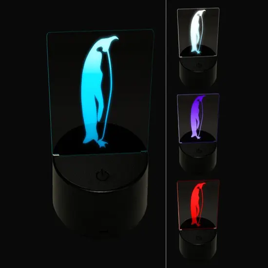 Emperor Penguin Profile 3D Illusion LED Night Light Sign Nightstand Desk Lamp {1}