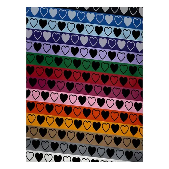 Heart Solid and Outline Border Satin Ribbon for Bows Gift Wrapping - 1" - 3 Yards Blue Ribbon {1}