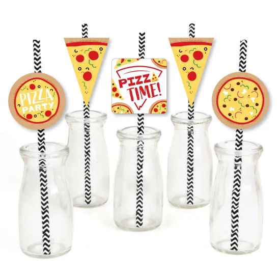 Big Dot of Happiness Pizza Party Time - Paper Straw Decor - Baby Shower or Birthday Party Striped Decorative Straws - Set of 24 {1}