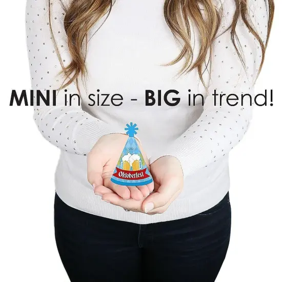 Big Dot of Happiness Oktoberfest - Mini Cone Beer Festival Hats - Small Little Party Hats - Set of 8 {4}