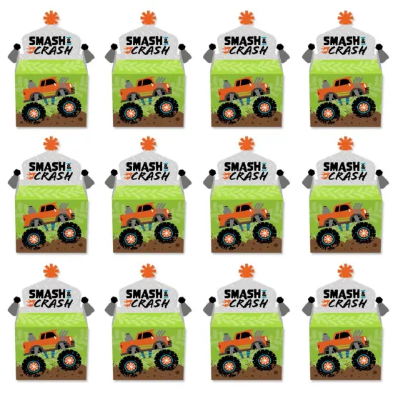 Big Dot of Happiness Smash and Crash - Monster Truck - Treat Box Party Favors - Boy Birthday Party Goodie Gable Boxes - Set of 12 {6}
