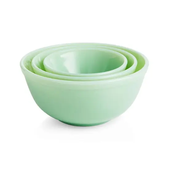 Mosser Glass Jadeite Mixing Bowl Set (Set of 3), Green Glass {4}