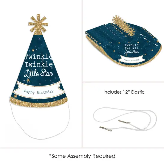 Big Dot of Happiness Twinkle Twinkle Little Star - Cone Happy Birthday Party Hats for Kids and Adults - Set of 8 (Standard Size) {6}