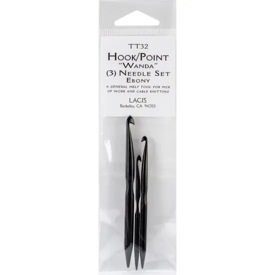 Lacis Double-Ended Ebony Crochet Hooks 3/Pkg-D4/3mm - 3", F6/4mm - 3.5", J10/6mm - 4" {1}