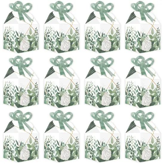 Big Dot of Happiness Boho Botanical - Square Favor Gift Boxes - Greenery Party Bow Boxes - Set of 12 {6}