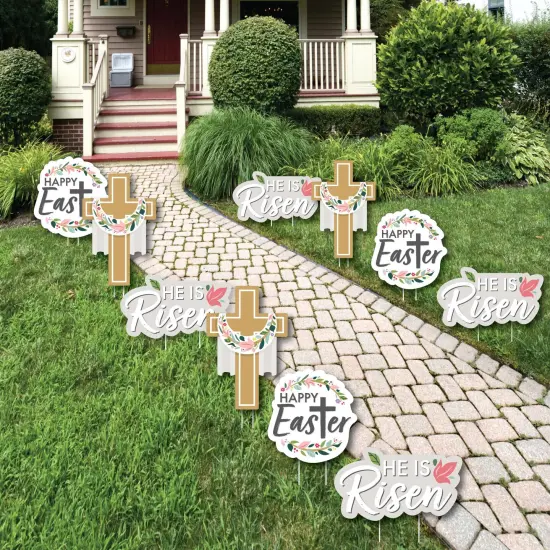 Big Dot of Happiness Religious Easter - Cross Lawn Decorations - Outdoor Christian Holiday Party Yard Decorations - 10 Piece {1}