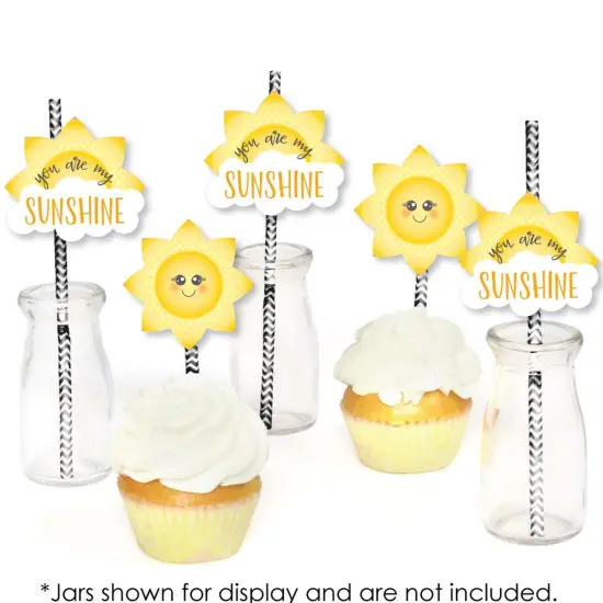 Big Dot of Happiness You are My Sunshine Paper Straw Decor - Baby Shower or Birthday Party Striped Decorative Straws - Set of 24 {6}