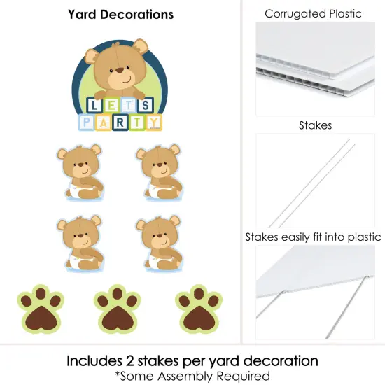 Big Dot of Happiness Baby Boy Teddy Bear - Yard Sign & Outdoor Lawn Decorations - Baby Shower Yard Signs - Set of 8 {6}