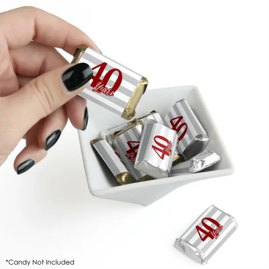 Big Dot of Happiness We Still Do - 40th Wedding Anniversary - Mini Candy Bar Wrapper Stickers - Anniversary Party Small Favors - 40 Count {3}