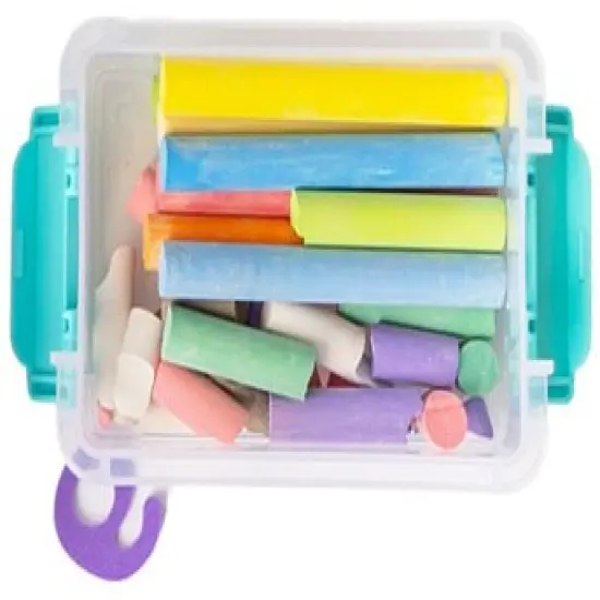 John Bead Joy Filled Storage Stackable Containers 4/Pkg-Clear/Turquoise 3"X2.5"X1" {4}