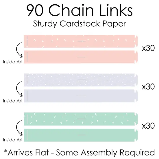 Big Dot of Happiness Let's Be Fairies - 90 Chain Links & 30 Paper Tassels Decoration Kit - Fairy Garden Birthday Party Paper Chains Garland - 21 feet {7}