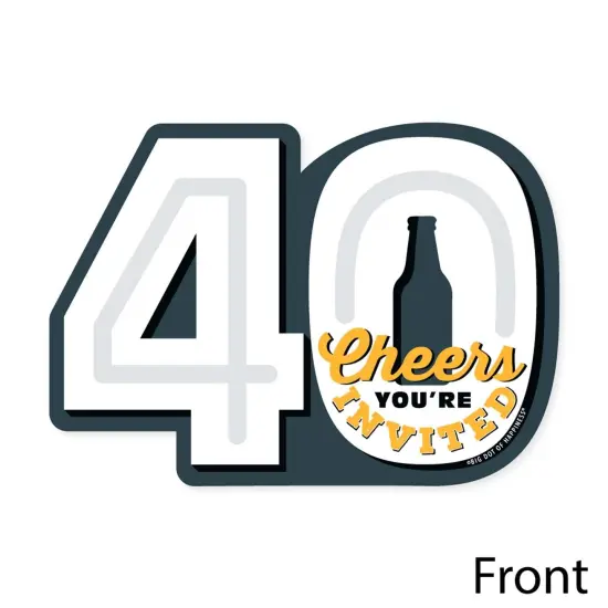 Big Dot of Happiness Cheers and Beers to 40 Years - Shaped Fill-In Invitations - 40th Birthday Party Invitation Cards with Envelopes - Set of 12 {4}