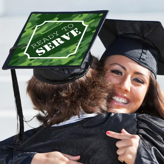Big Dot of Happiness Ready to Serve - Military Camo Graduation Cap Decorations Kit - Grad Cap Cover {3}