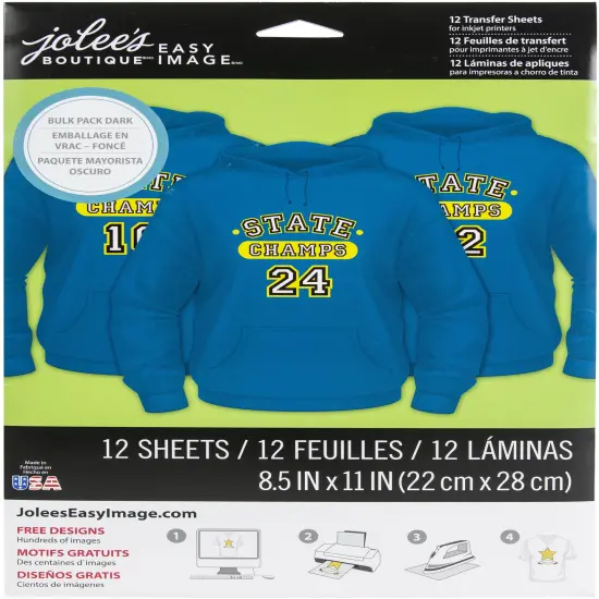 Jolee's Easy Image Transfer Sheets 8.5"X11" 12/Pkg-For Dark Fabrics {1}