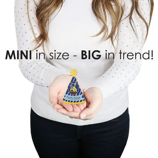 Big Dot of Happiness Construction Truck - Mini Cone Baby Shower or Birthday Party Hats - Small Little Party Hats - Set of 8 {4}