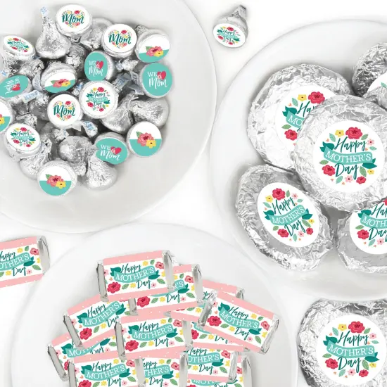 Big Dot of Happiness Colorful Floral Happy Mother's Day - Candy Wrappers & Stickers - We Love Mom Party Candy Favor Sticker Kit - 304 Pieces {1}