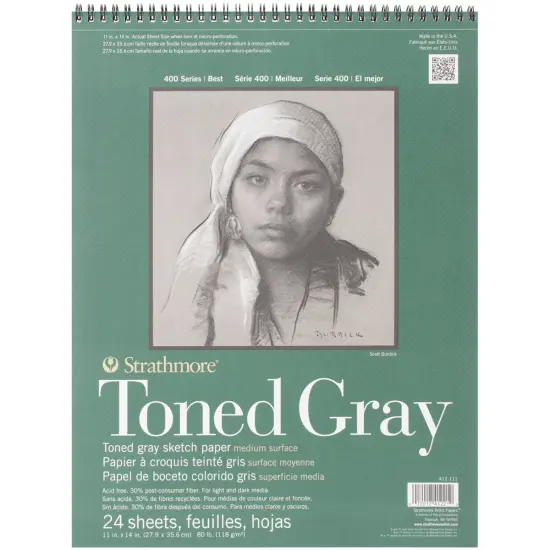 Strathmore Toned Sketch Spiral Pad 11"X14"-Gray 24 Sheets {1}