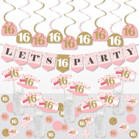 Big Dot of Happiness Sweet 16 - 16th Birthday Party Supplies Decoration Kit - Decor Galore Party Pack - 51 Pieces {1}