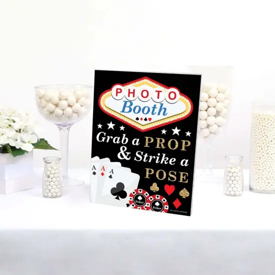 Big Dot of Happiness Las Vegas Photo Booth Sign - Casino Party Decor - Printed on Sturdy Plastic Material - 10.5 x 13.75" - Sign with Stand - 1 Piece {4}