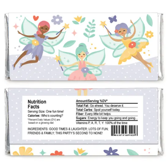 Big Dot of Happiness Let's Be Fairies - Candy Bar Wrapper Fairy Garden Birthday Party Favors - Set of 24 {3}