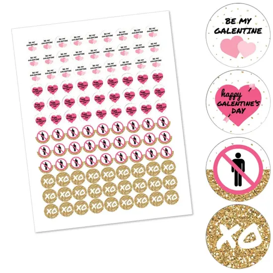 Big Dot of Happiness Be My Galentine - Galentine's and Valentine's Day Party Round Candy Sticker Favors - Labels Fits Chocolate Candy (1 sheet of 108) {3}