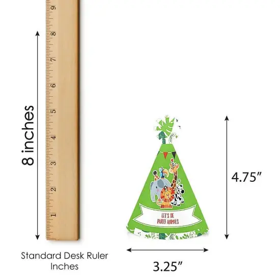 Big Dot of Happiness Jungle Party Animals - Mini Cone Safari Zoo Animal Birthday Party or Baby Shower Hats - Small Little Party Hats - Set of 8 {7}