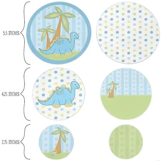 Big Dot of Happiness Baby Boy Dinosaur - Baby Shower or Birthday Party Giant Circle Confetti - Party Decorations - Large Confetti 27 Count {3}