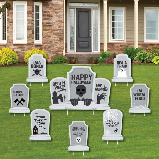 Big Dot of Happiness Graveyard Tombstones - Yard Sign and Outdoor Lawn Decorations - Halloween Party Yard Signs - Set of 8 {1}