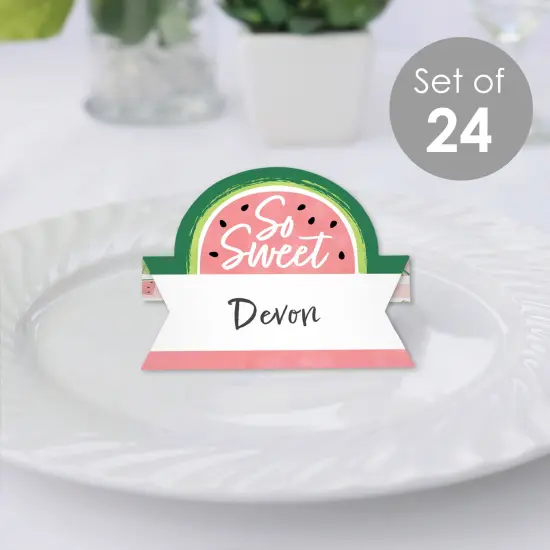 Big Dot of Happiness Sweet Watermelon - Fruit Party Tent Buffet Card - Table Setting Name Place Cards - Set of 24 {3}