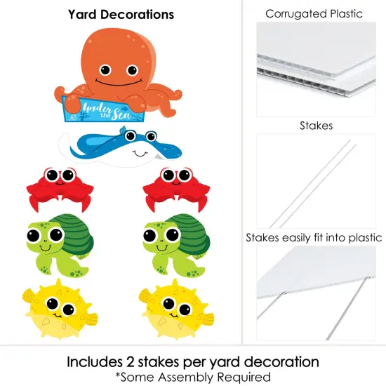 Big Dot of Happiness Under the Sea Critters - Yard Sign and Outdoor Lawn Decorations - Birthday Party or Baby Shower Yard Signs - Set of 8 {6}