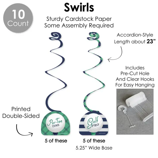 Big Dot of Happiness Par-Tee Time - Golf - Birthday or Retirement Party Supplies Decoration Kit - Decor Galore Party Pack - 51 Pieces {6}