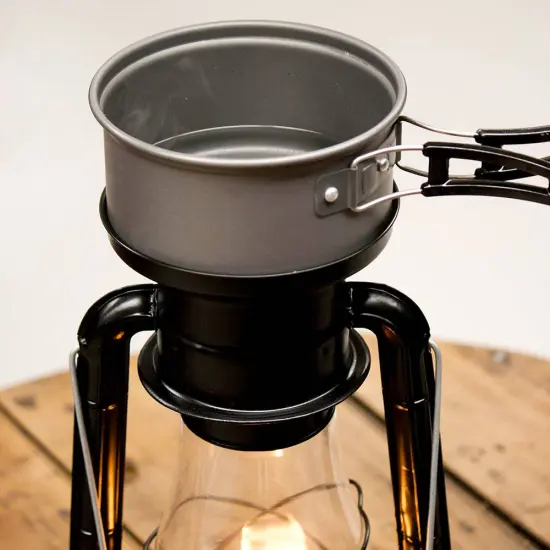 Rayo Heater Cooker Emergency Lantern, Non-Electric Fuel Lamp with Cooking Pot for Camping or Emergencies, 10-12 Hour Burn, Black, 15" {5}